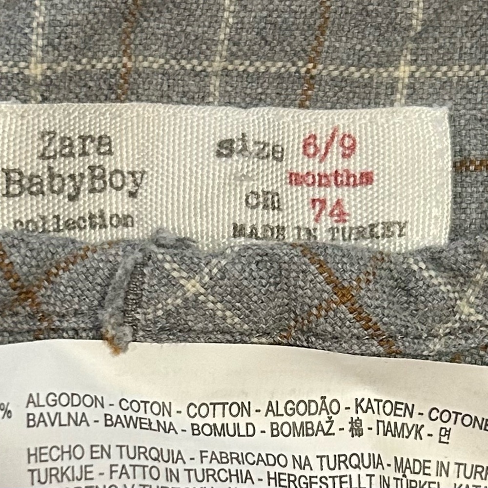 Zara Kids‎ Gray and Brown Plaid Button Down Shirt - Picture 3 of 3